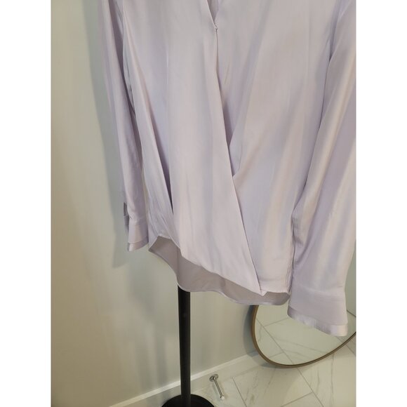 rag & bone Light Purple Victor Silk Long Sleeve Blouse Shirt Satin Cuff Hi Lo Xs - Picture 5 of 8